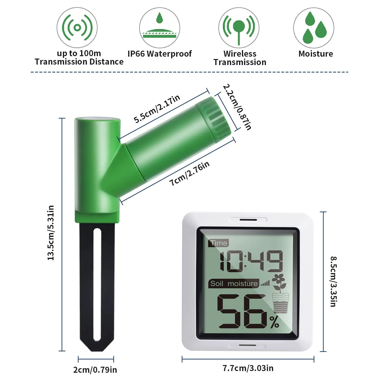 ECOWITT WH0291 Bodenfeuchtigkeitstester Pflanze Bodenfeuchtigkeitssensor -Messgerät mit digitalem LCD -Display für Gartenrasenpopfpflanzen Pflege