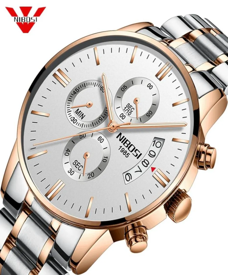 Nibosi Luxury Top Brand Watches Moda Men Rose Men Elegant Assista à prova d'água Relogio Masculino Quartz Watch para MEN1069376