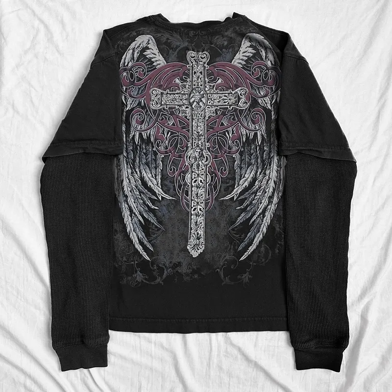 DHgate.com:Skull Graphic E-Girl Coss Wings Print Long-Sleeve DHgate.com:Skull Graphic E-Girl Coss Wings Print Long-Sleeve