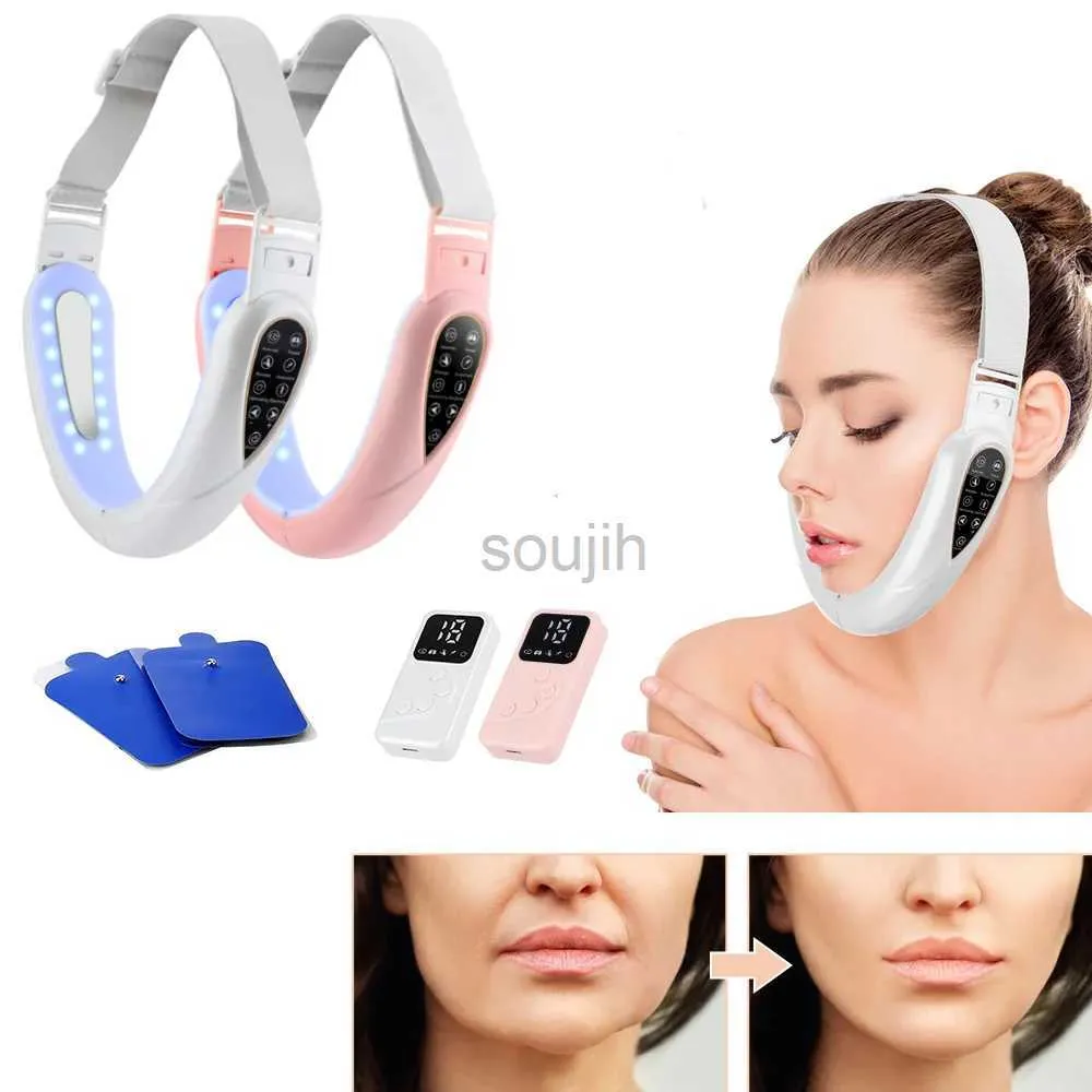 Massageador de rosto V De dispositivo de elevação de rosto TENS TENS MICROCINGRING PHOTON REJUMENTAÇÃO MASSAGER FACIAL SMACIONAL COM MASSAGEM DE PULSO CONTROLE REMOTO 240409