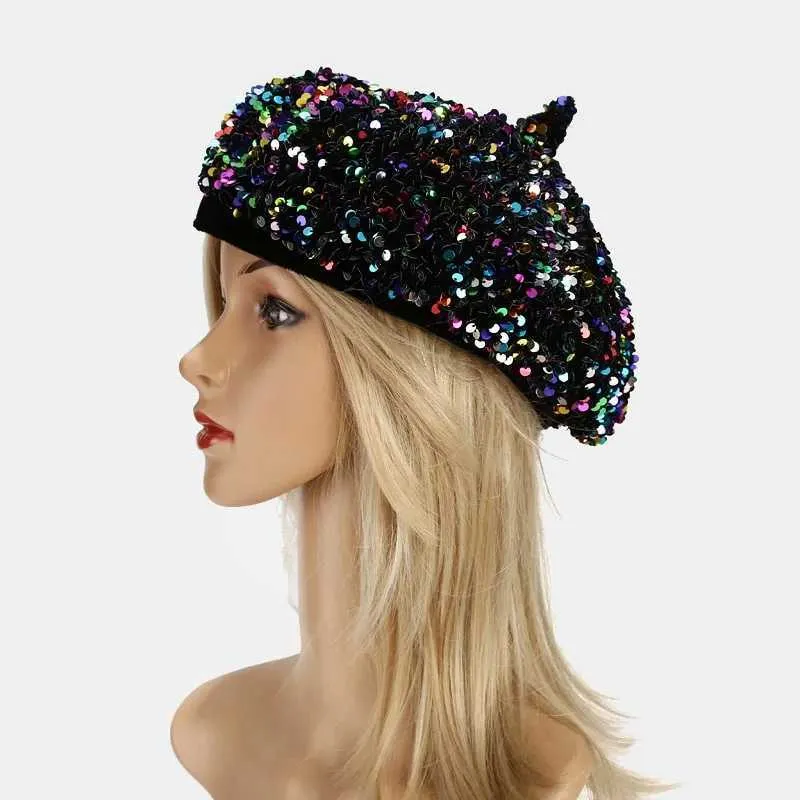 Top Hat Sequins Beret Autumn Winter New painter