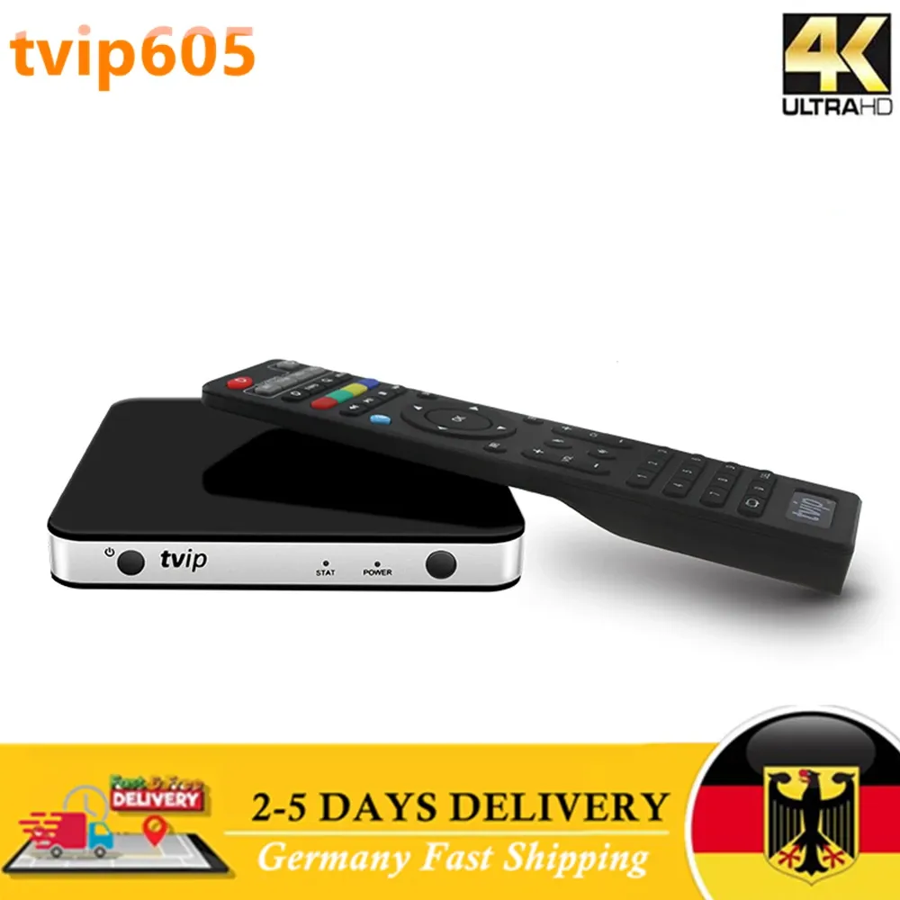 Box TVIP605 Smart TV Box 4K HD AMLOGIC S905X QUAD CORE SET TOPIP 605 Linux Android 2.4G/5G WiFi H.265 met BT -afstandsbediening