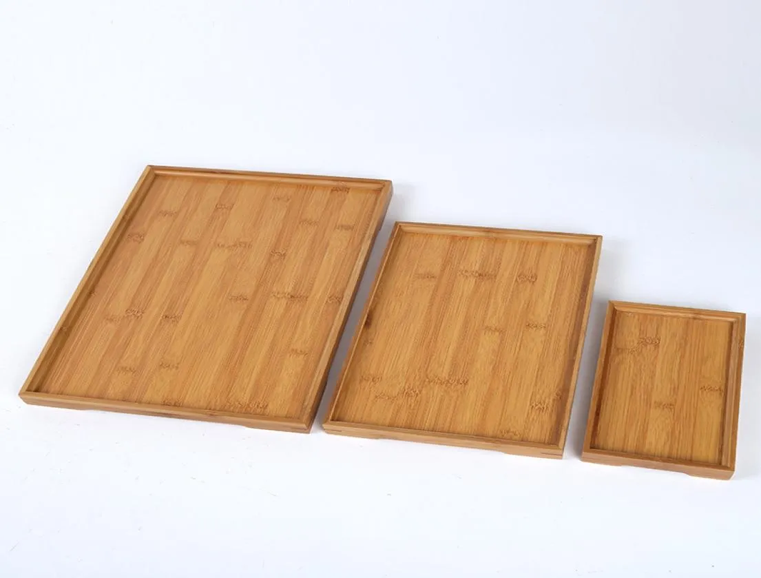 Prostokąta naturalna bambusowa taca Tray Tray Trace Storage paleta Owoc Dekoracja Talerz Drewniana Drewniana prostokątna 6 Rozmiar Cy BH1459265