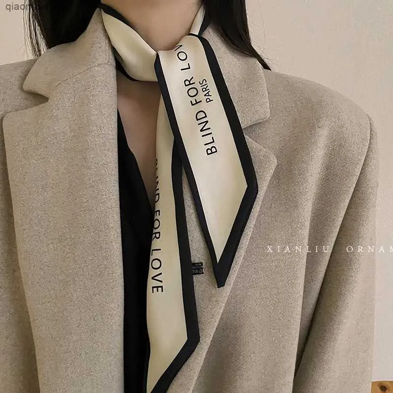 Shawls New Luxury Brand Scarf Tarot Brand Womens Scarf Wrap Hair Tight Silk Scarf Design Foulard Neckband HeadbandL2404