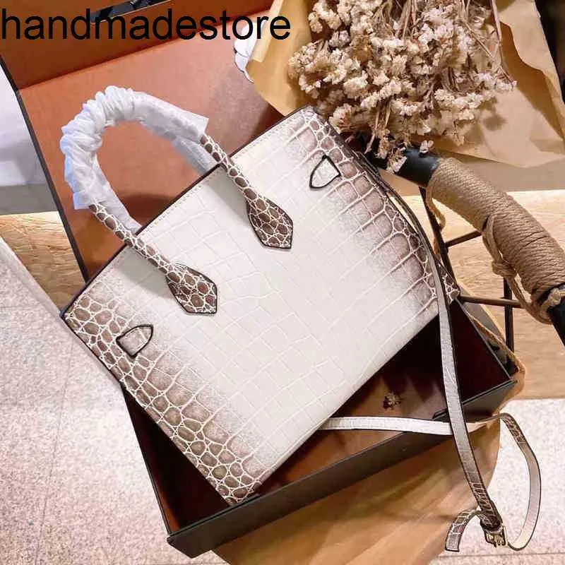 Sac en cuir BK Handbag designer Emmas Crocodile Platinum Sac