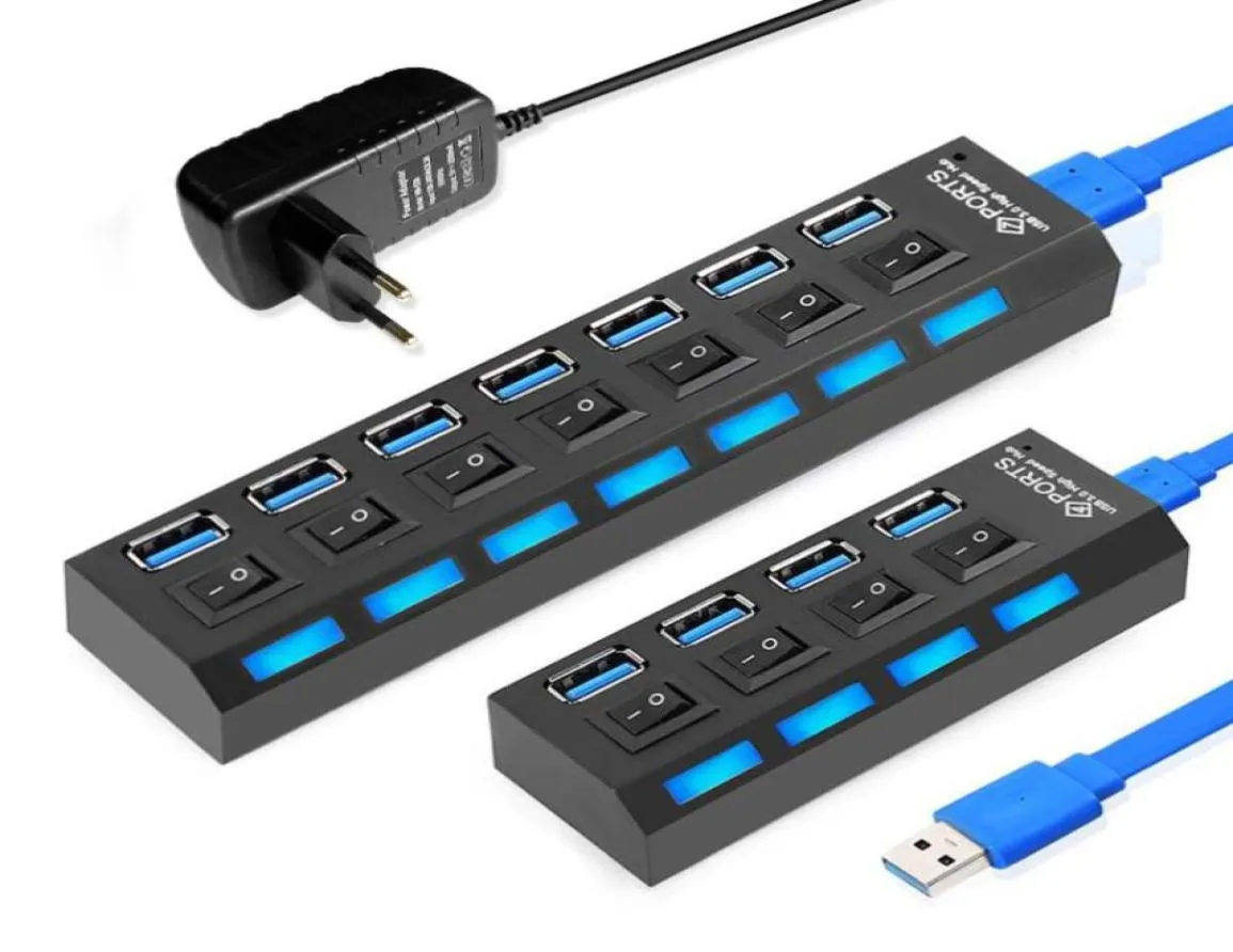 Hubs USB 30 HUB 20 Multi Splitter 3 Hab Use Power Adapter 47 Port Expander PC Computer Accessories1427266