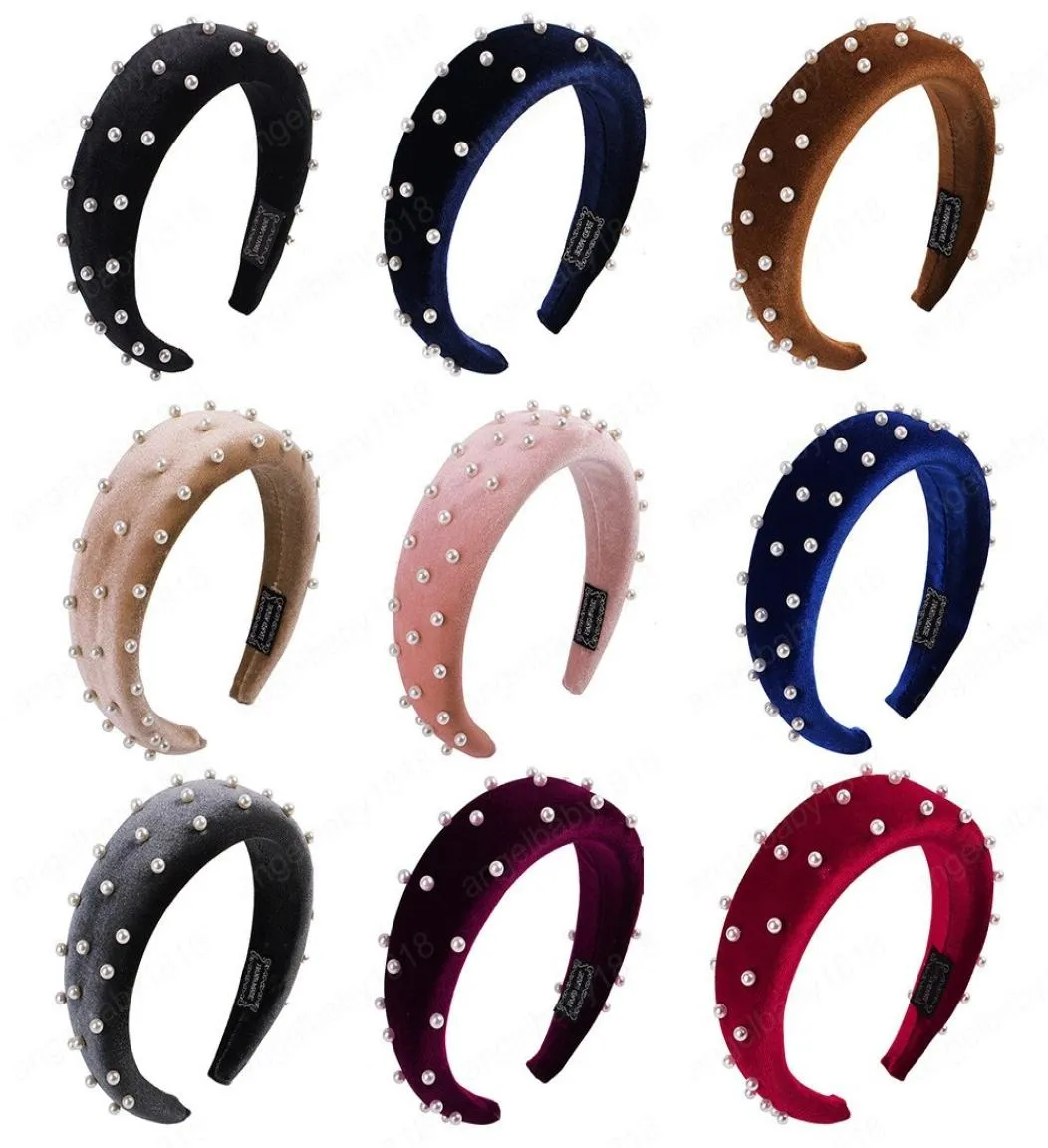 New fashion Sponge Thick Velvet Headbands for Women Hair Accessories Band Autumn Wide Simulation Pearls Headwear Hairbands4627435