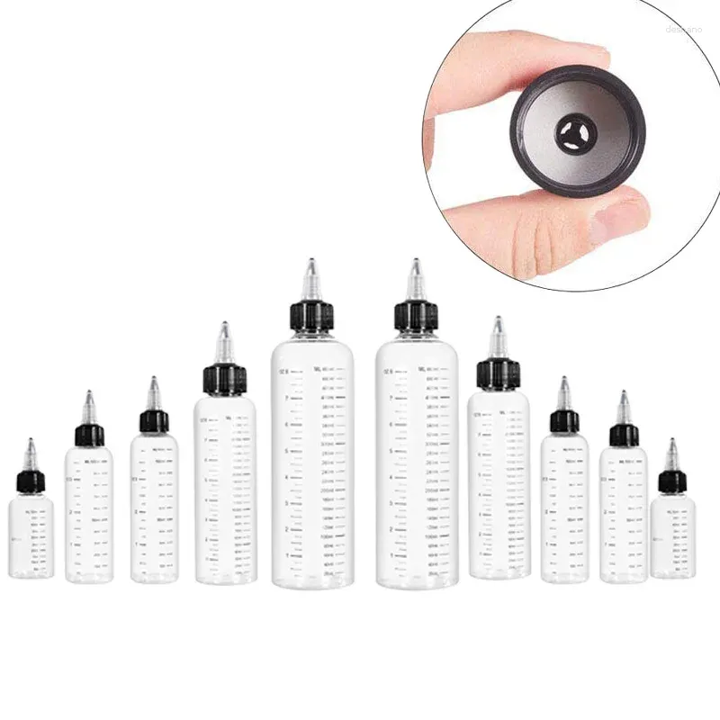 Storage Bottles 10PCS 30/60/100/120/250ml Dispensing With Twist Top Caps Plastic Squeeze W/ Graduated Measurements Lab