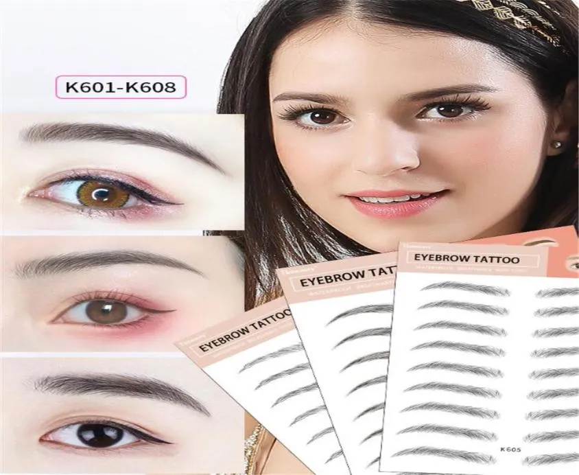 Magic False Eyebrows 4D Hairlike Eyebrow Tattoo Sticker Waterproof varaktigt smink Vattenbaserade ögonbryn klistermärken Kosmetika XB19273417