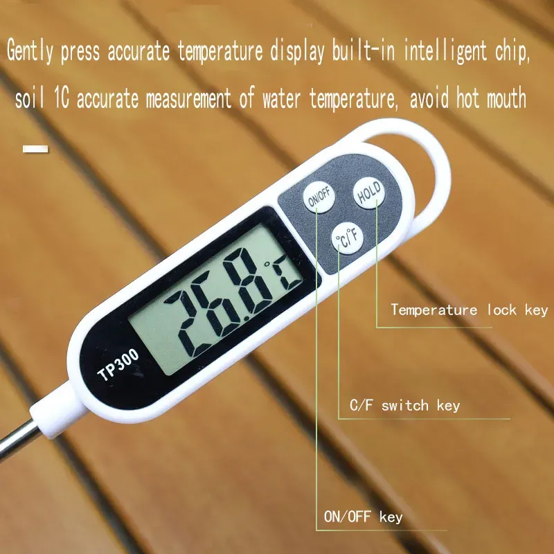 Voedsel thermometer bakwater thermometer meetwatertemperatuurolietemperatuur melk temperatuursonde elektronisch