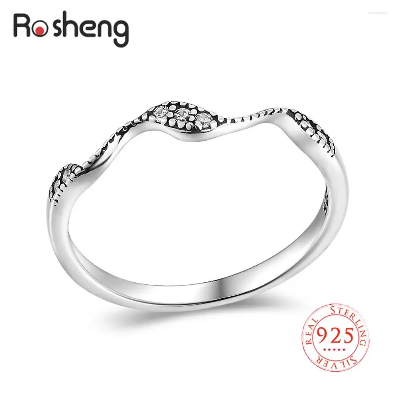 Cluster Rings 925 Sterling Silver Wavy Line Mosaic CZ Zircon Crystal Wholesale Jewelry for Women Gifts