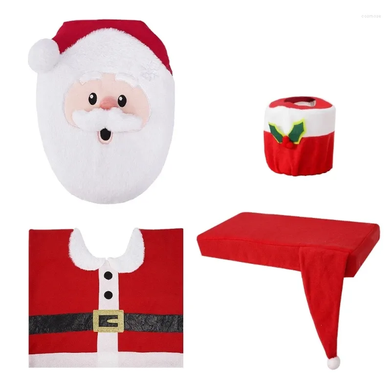 Couvre-sièges de toilette Christmas de salle de bain du Père Noël Mat de bain Papier Decor festif