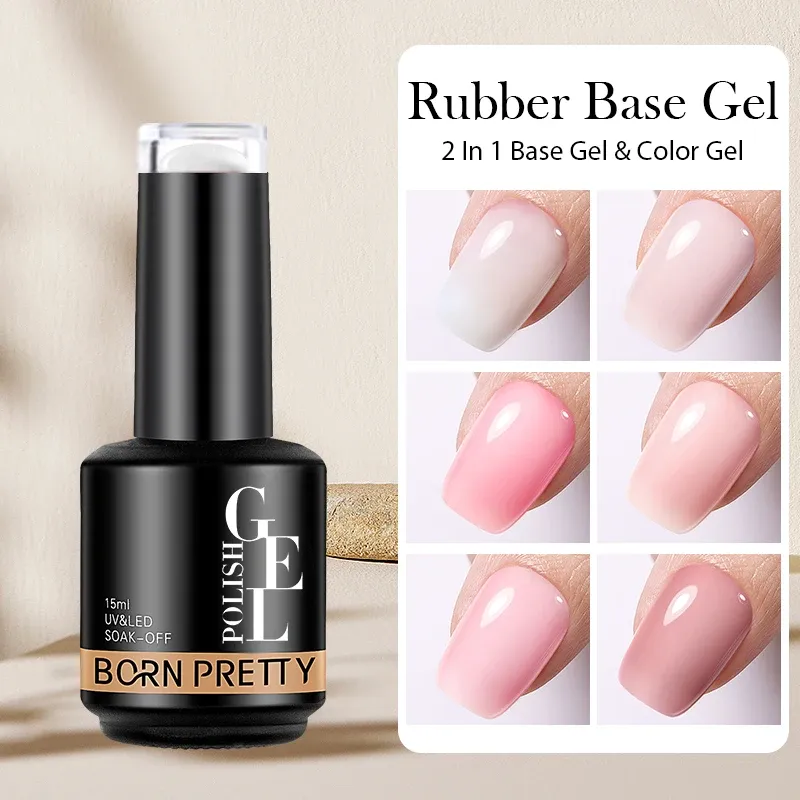 Född ganska gummibas gel nagellack rosa vit bas gel topprock gelé semi transparen franska blöt av uv nagelkonst lack