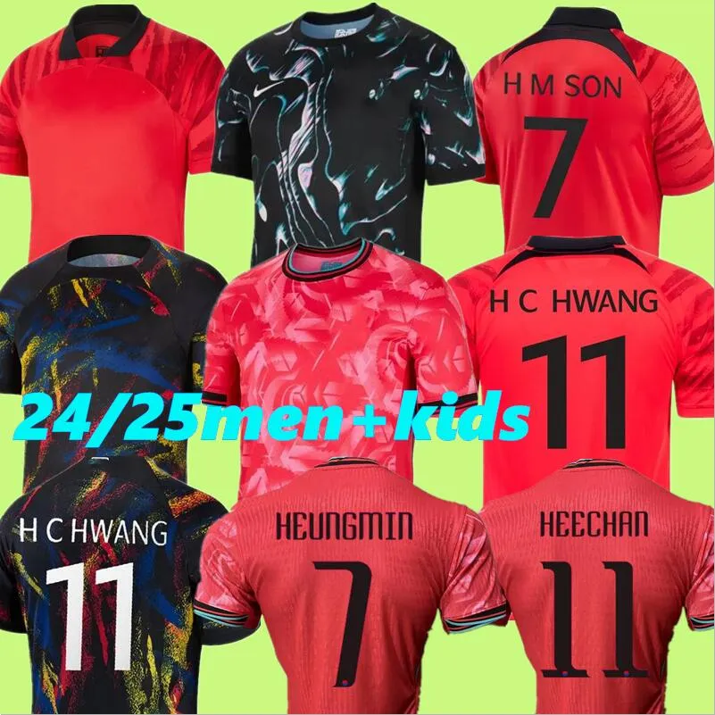 Nuovo 2024 2025 Korea Heungmin Kangin Heechan 24 25 Heechan Football Shirt Men Kit Kit Setting Away Unniformi Red Black Fan Player Versione