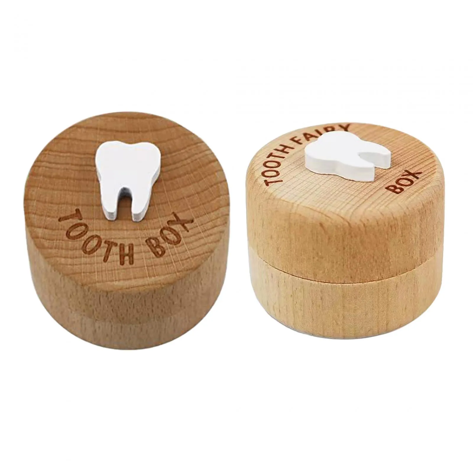 Tooth Holder Portable Wooden Baby Tooth Box First Tooth Keepsake Box Tooth Fairy Box for Baby Shower Birthday Gift Baby Children