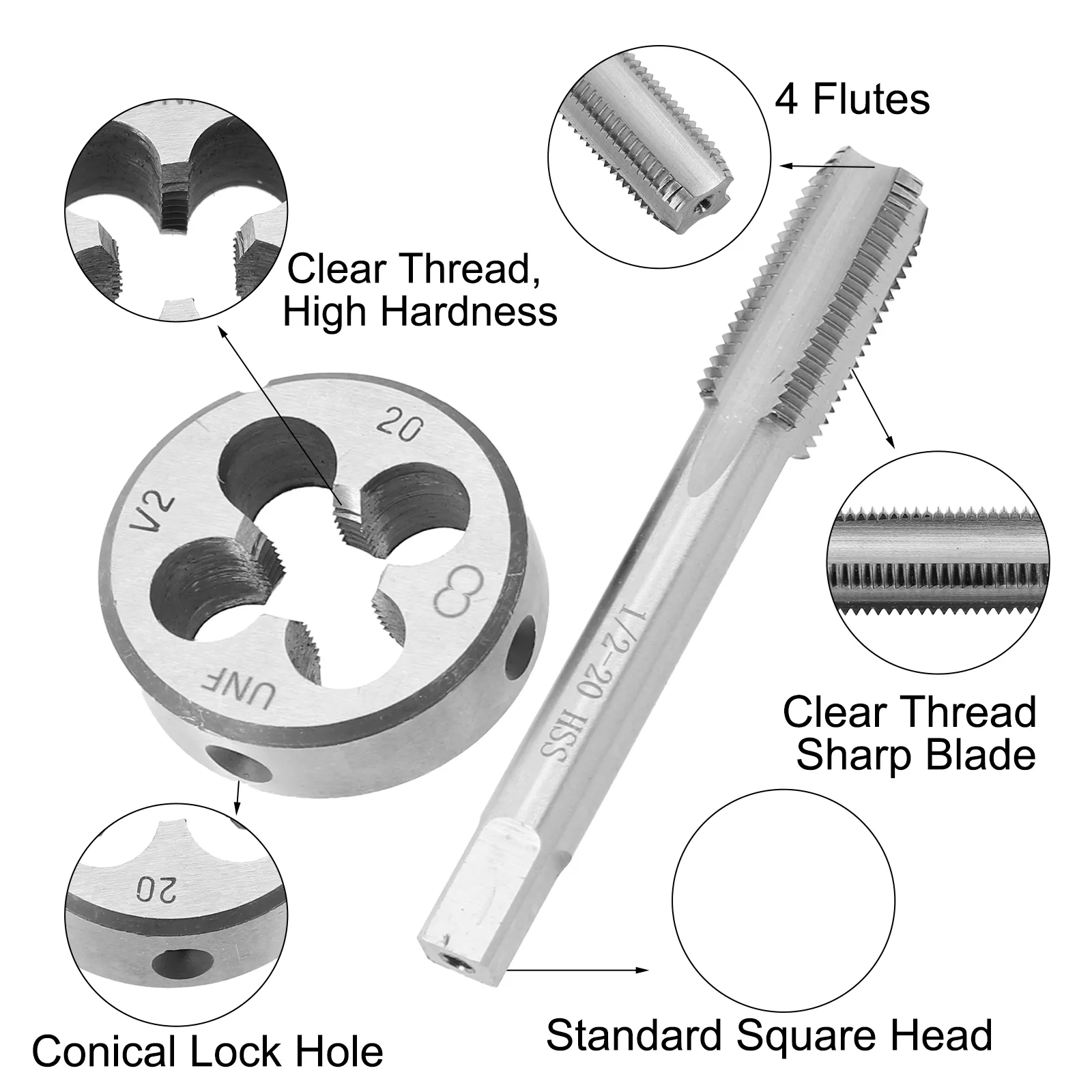 HSS 1/2-20 UNF Tap And Die Set - Right Hand Thread - US Stock