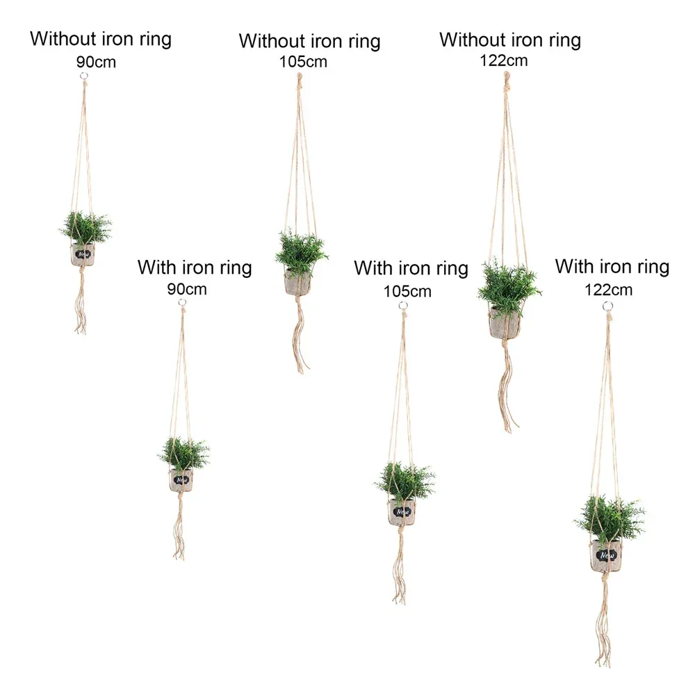 ヴィンテージジュートロープフラワーポットハンギングロープ植物ハンガーハンギングバスケットハンドメイドニットフラワーポットホルダーガーデンデコレーション