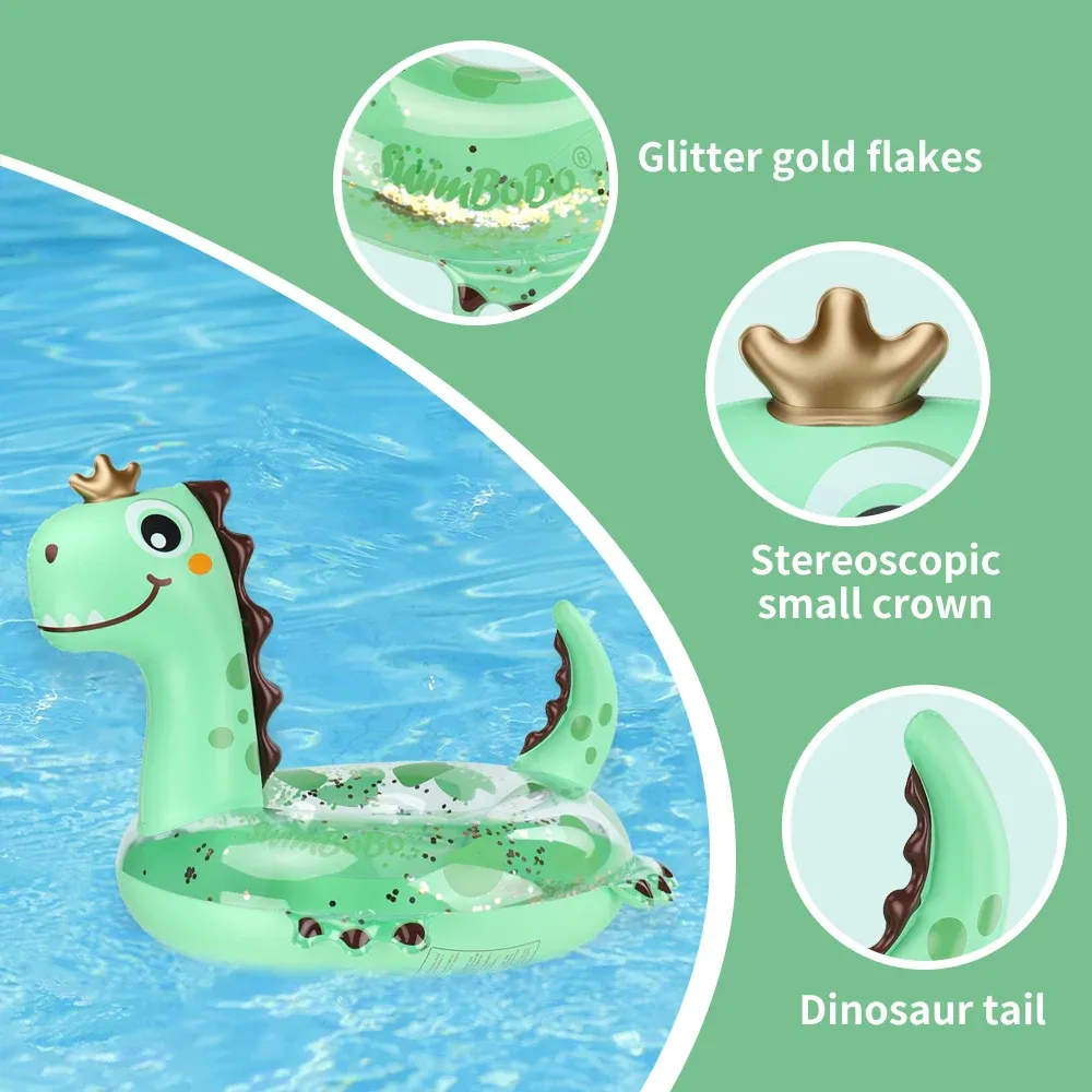 Swimbobo ny stil barn uppblåsbar dinosaurie söt simningssittbåt flytande barnvatten leksak baby badringar pool float sommar