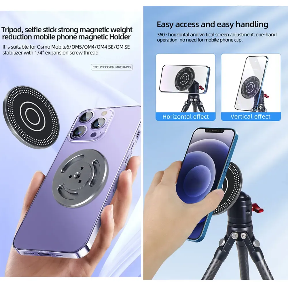 Magnetic Pocket Phone Tripod Foldable With Hook MG-05G Compatible With Magsafe For IPhone 16 15 14 13 12 Pro Max Plus Series 6.35mm Screw Tripod...