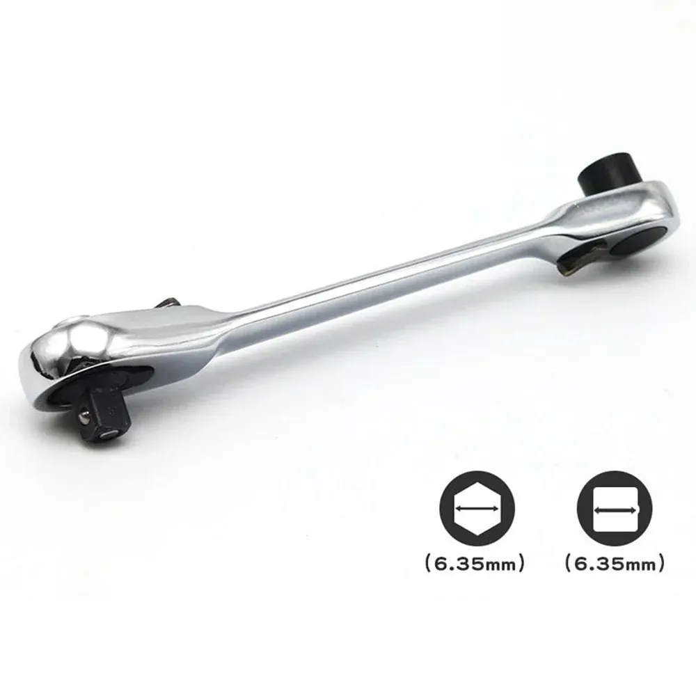 1pc Ratchet Handle Wrench Mini 1/4 Inch Double Ended Quick Socket Ratchet Wrench Rod Screwdriver Bit Tool Mini Handheld Wrench I3108382326