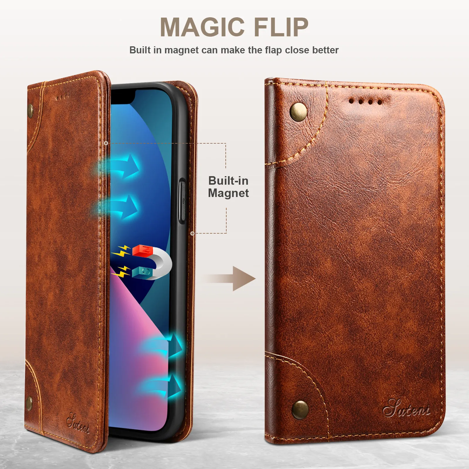 Telefonfodral för iPhone 15 14 13 12 11 mini plus max x xr xs 8 plånbok läderfodral magi flip