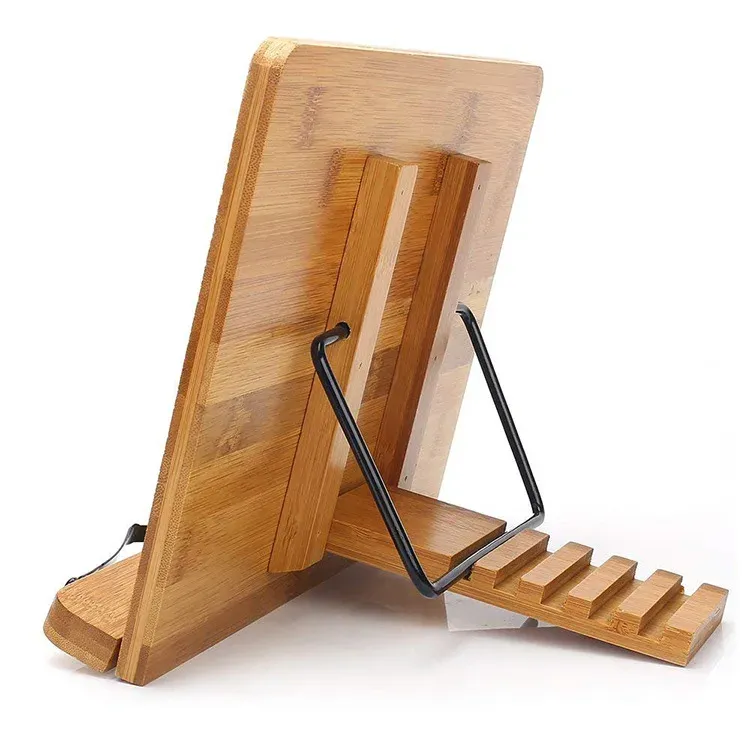 Metal Book Stand Holder - Adjustable Reading Stand For Cookbooks, Tablets, Textbooks & Sheet Music (Brown) - View #6