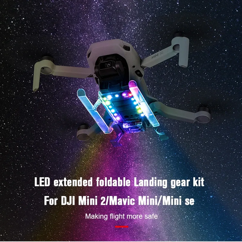 Drönare LED -lampor Landningsutrustning för DJI Mini 2/mini SE/Mavic Mini -vikbar utökad ben med flashnattflygljus för Mavic Mini 2/M