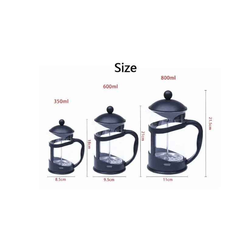 350/600/800ml French Press Coffee Maker Large Glass Thermos Tea Maker Perfect For Morning Coffee Maximum Flavor Coffee Brewer