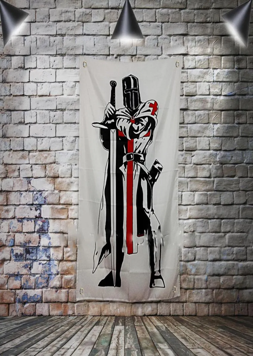 Banner di bandiera Templar Masonic Knight Polistere 144 96 cm appendere sul muro 4 annetti bandiera personalizzata Decorazione interna1634838