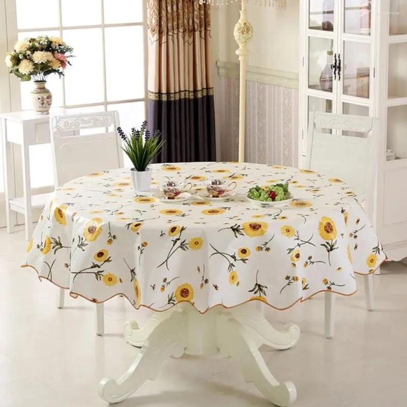 Panno da tavolo 152/180 cm PVC Round per 4/6 Punte per anno di copertura da pranzo Easy impermeabile a prova di olio floreale