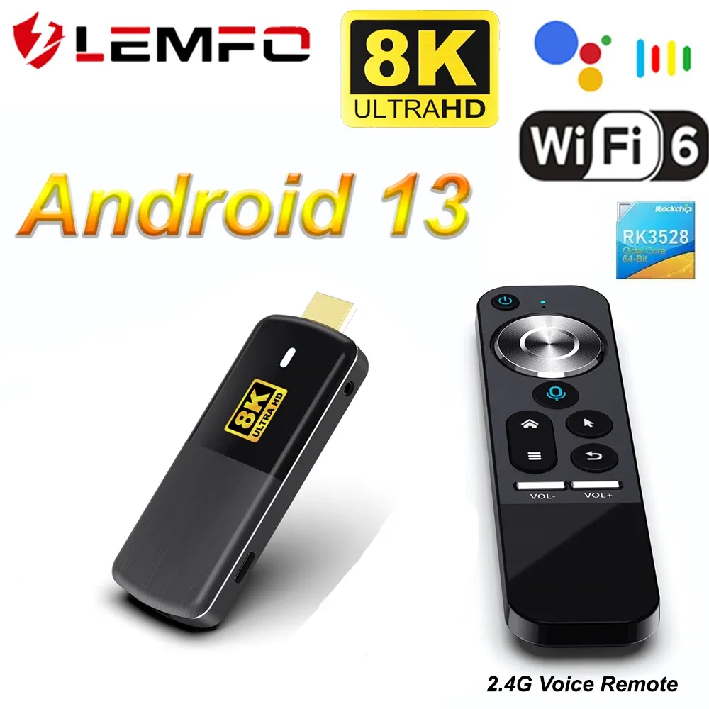 Box Lemfo H96Max M3 TV Stick Android 13 8K RK3528 Wi -Fi6 2.4G Voice Control Android TV Box Global Version 2GB 16GB 2023