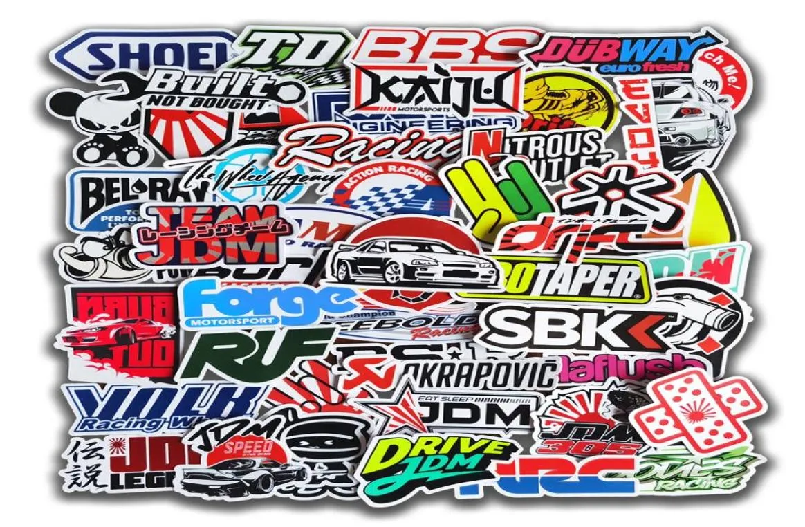 Autoaufkleber 1050100pcs cooles Auto Styling JDM Modification Sticker für Autofahrradhelm Motorradmotorrad gemischte Vinyl -Aufkleber Sticke7864498