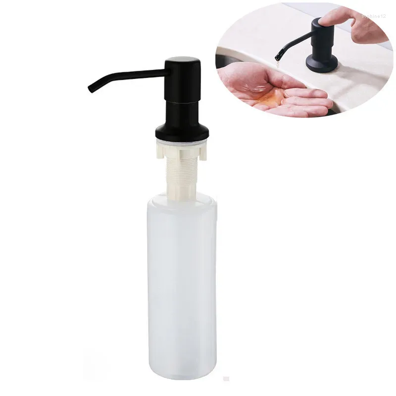 Dispensateur de savon liquide noir pour lavabo de cuisine salle de bain en acier inoxydable accessoires de presse manuellement