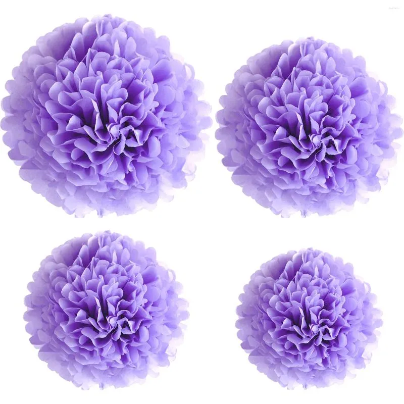 Party Decoration 1pcs Set 7.8Im Purple Paper Pom Balls för födelsedagsblommorblommor