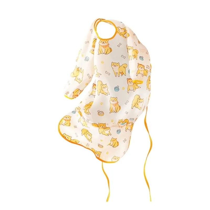 Long Sleeves Bib Attaches to Highchair & Table Weaning Bibs with Multi-pattern