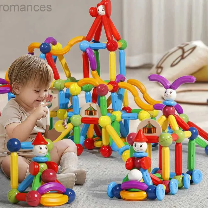 Magnesy Magnetyczne zabawki magplayer Kids Magnetyczne blokaty konstrukcyjne Budowa Płytki Puzzle Magnetyczne kijki Montessori STEM Zabawka dla dzieci Prezent 240409