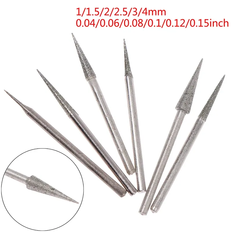 6PCS 1-4 mm Diamentowy Głowa Głowa igła