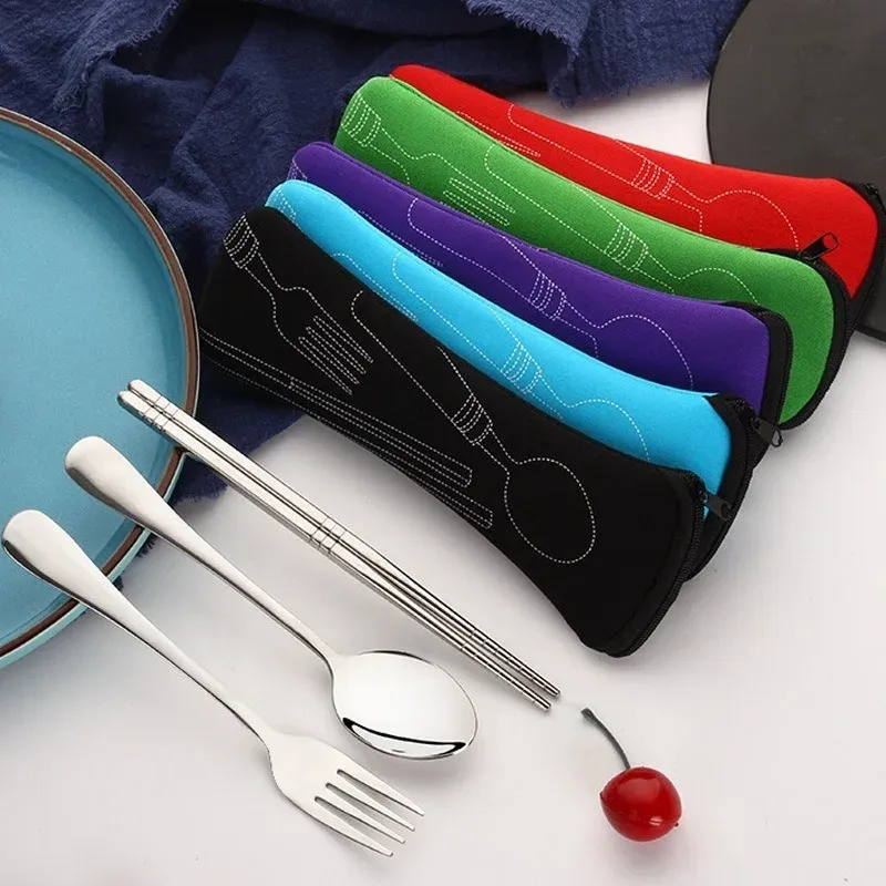 Draagbare medewerkers Baseerzak Diner Set Reisverpakkingen Opbergdoos Dijkartikelen Picknick Vork lepeltas Zonder diner Warecutlery Travel Packaging Box