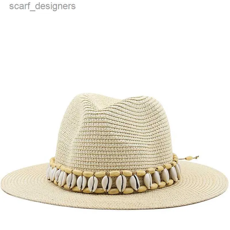 ワイドブリム帽子バケツ帽子シンプルパナマハット夏の太陽帽子女性のための夏の太陽帽子ビーチ麦わら帽子ファッションUV日焼け旅行キャップChapeuフェミニノY240409CWKG