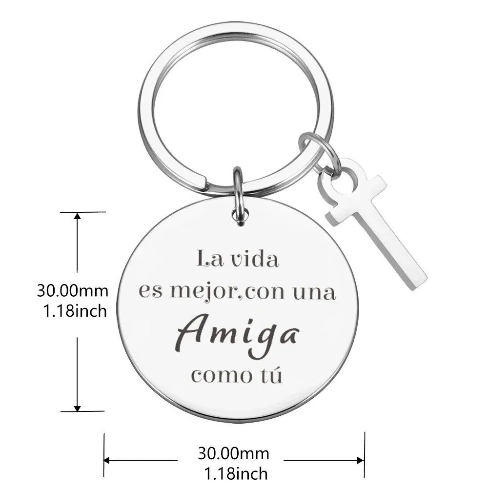 Original A-Z 26 Lettres Keychain Keychains Amiga espagnol pour le meilleur ami Friendship House Keychain Birthday Gift