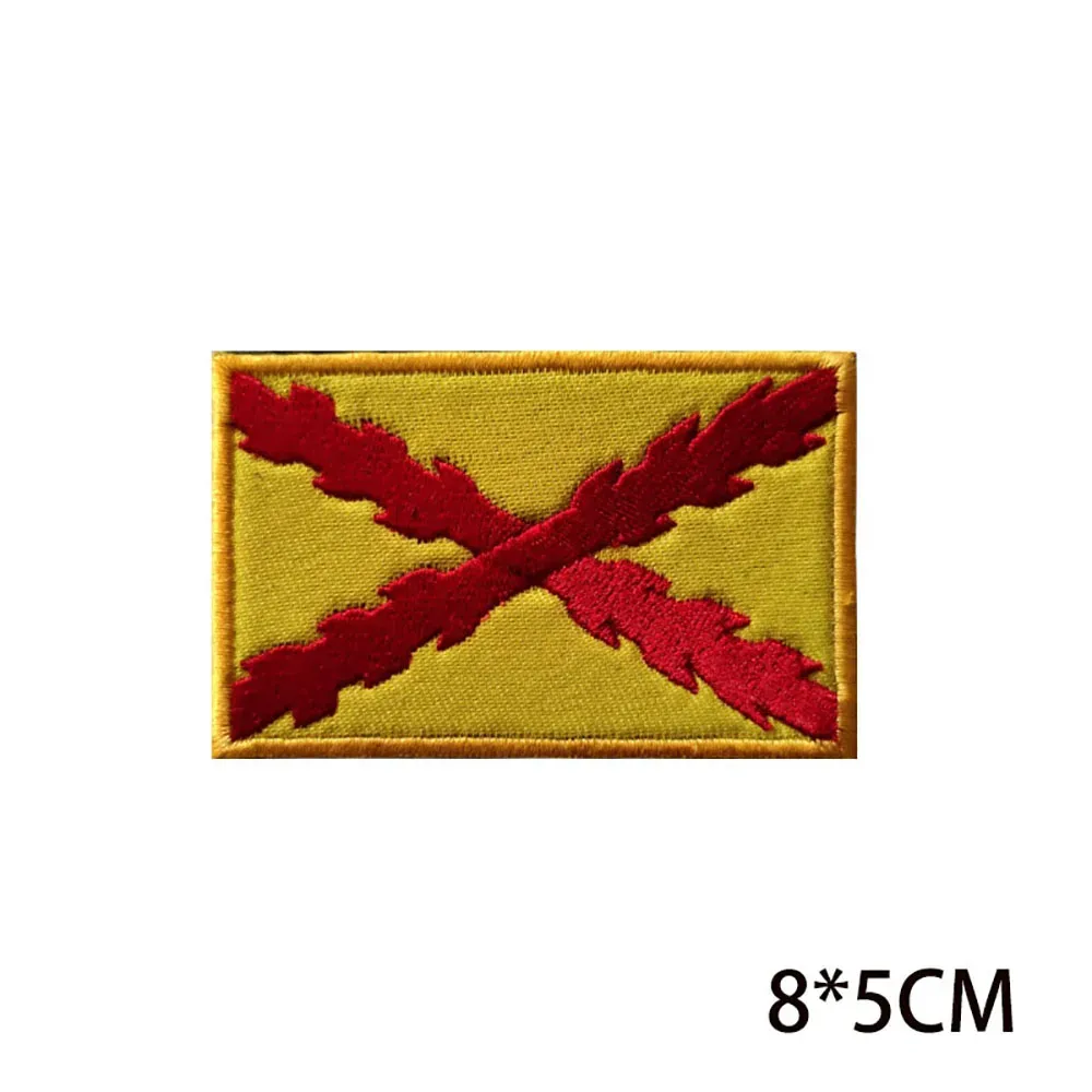 3D Stickerei Hookloop Patch Burgundy Spanische Empire Cross International Flagge Taktische Abzeichen Outdoor Hut Aufkleber Stoffwaffen