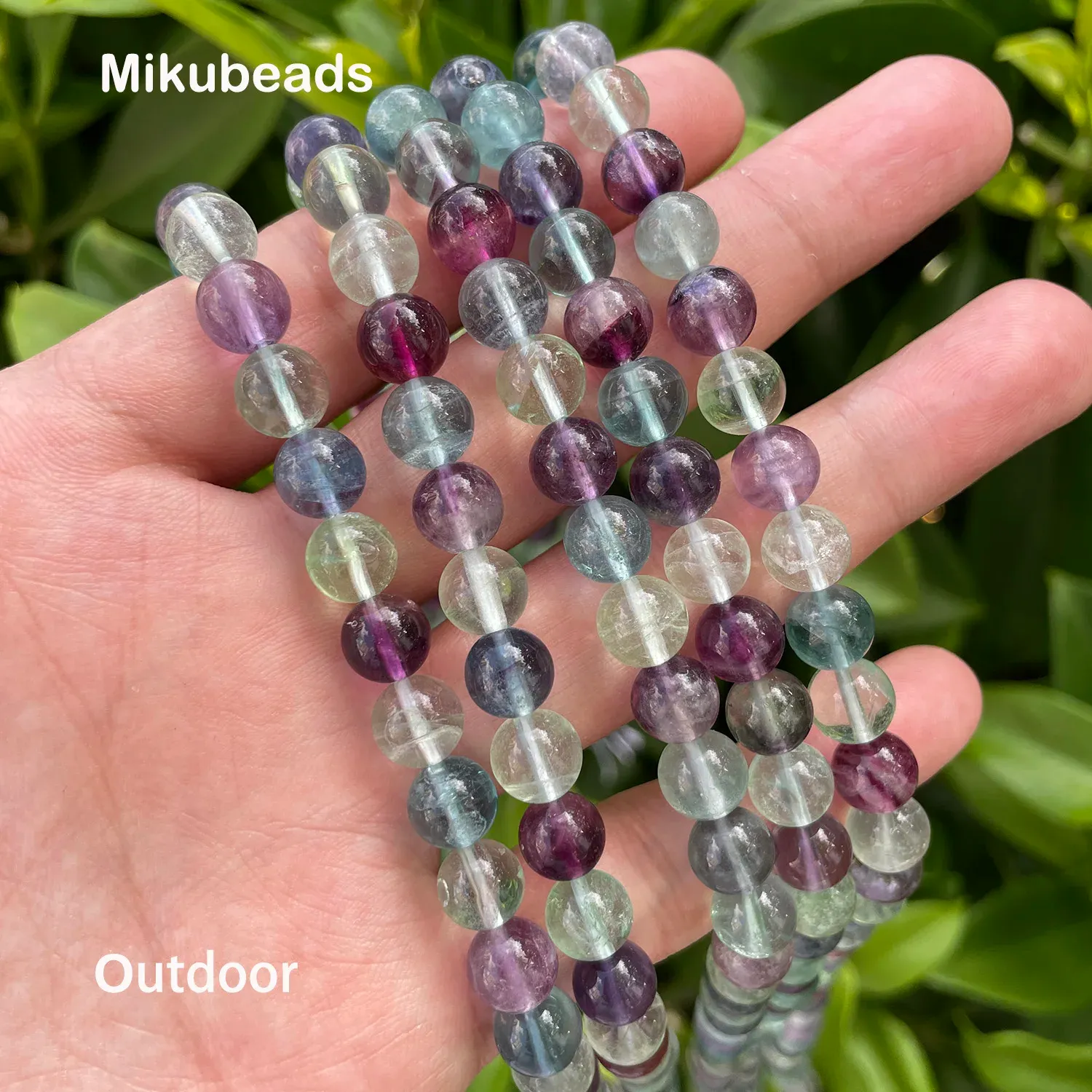 Wholesale Natural 6 mm 8 mm Colorant Fluorite Smooth Round Round Looseds For Bijoux Making DIY Bracelets Collier Livraison gratuite