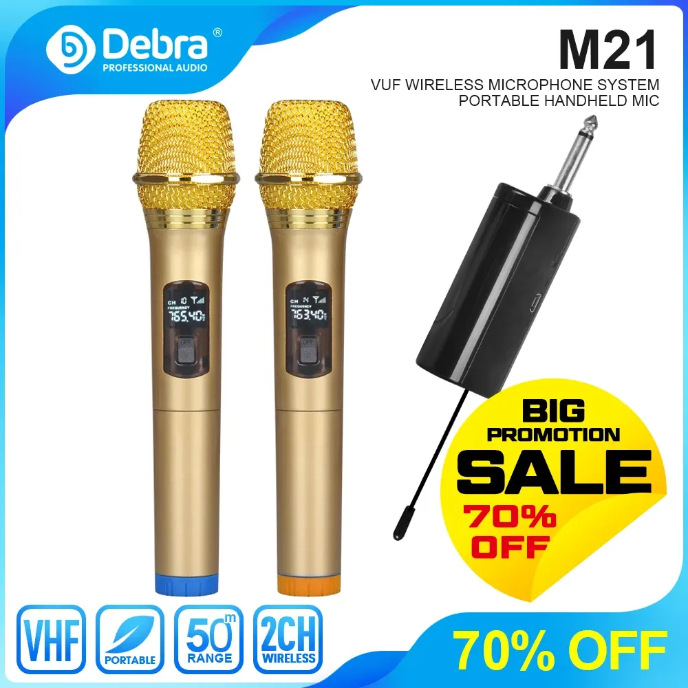 Microphones GRANDES RÉDUCTIONS! Microphone sans fil 2 canaux Karaoke System Mic Mic 60m pour Speech Singing Party