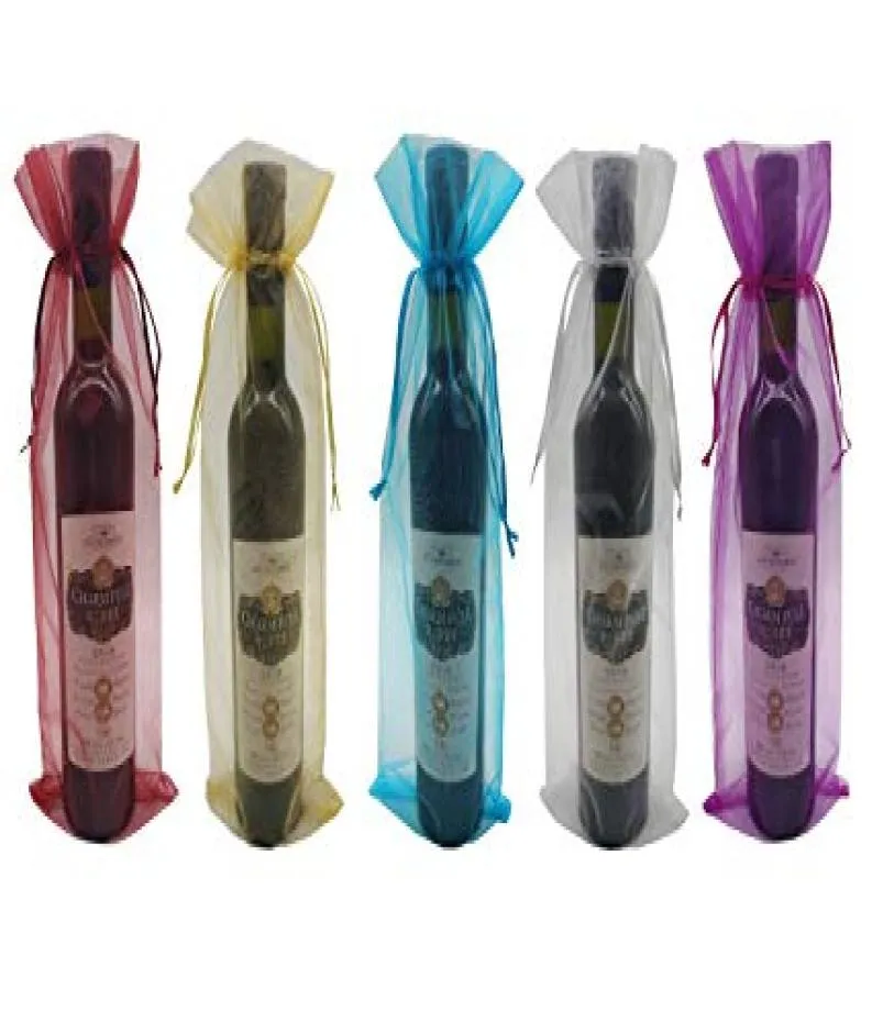 Sheer Organza Wine Bags 55x145 cal wielokrotnego użytku proste butelki sukienki świąteczne opakowanie Baby Shower Favors Próbki DIS4743937