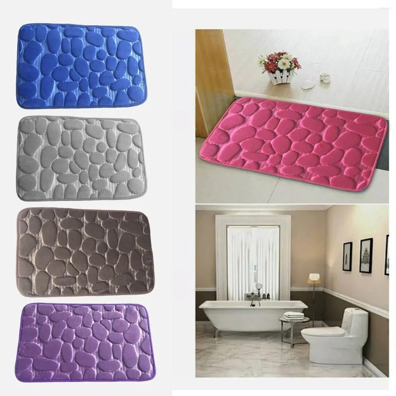 Bath Mats 2024 40cm 60cm/50cm 80cm 3D Cobblestone Embossed Door Soft Mat Bathroom Non-slip Absorbent Home Floor