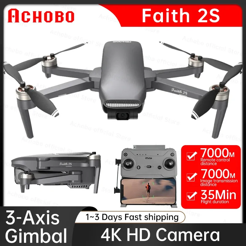 Drones Faith 2S Drone 4K Professional 5G WiFi GPS FPV DRONES 3AXIS GIMBAL AVEC CAME HD Pliable RC Quadcopter VS KF101max