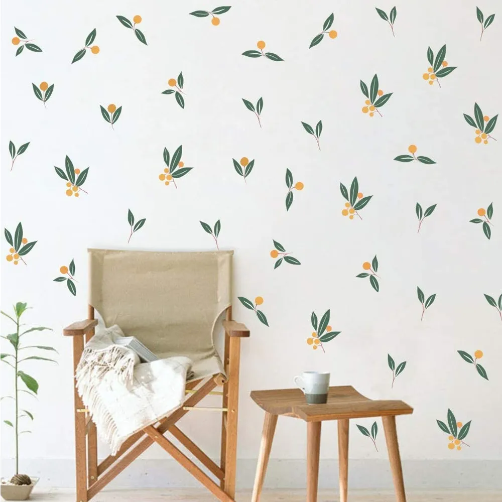 Adesivos de parede nórdicos de folhas verdes para crianças salão de quarto sofá tv decoração de parede decoração de parede adesivo para decoração de casa