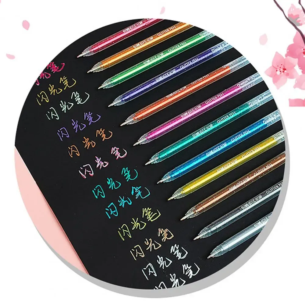 12/18st Glitter Gel Pen Set med 18 färg bläck påfyllning lämplig för barn vuxen målarbok, journalföring, konstteckning, bok dood