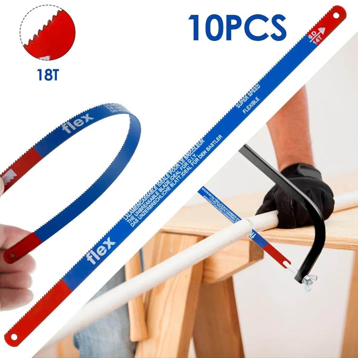 10 stks Hacksaw Blade 300 mm 18 tanden Handzaagbladen M35 Stalen vervangende malzaagmes voor vlees houtsnijbewerkingsgereedschap