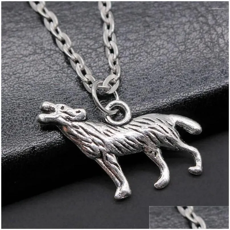 Pendant Necklaces 1Pcs Howl Wolf Necklace Women Accessories For Jewelry Materials Diy Chain Length 43 5Cm Drop Delivery Pendants Otdec